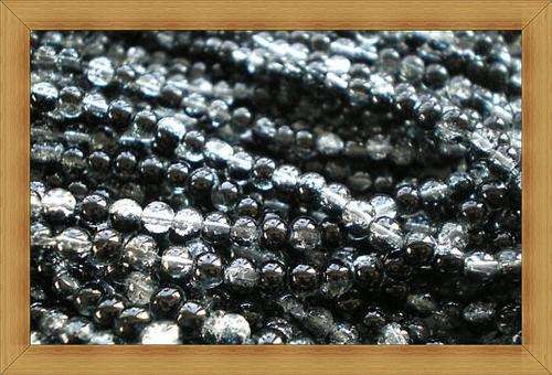 Crackle Glass Beads-BLACK&CLEAR(4mm)-Pack of 30
