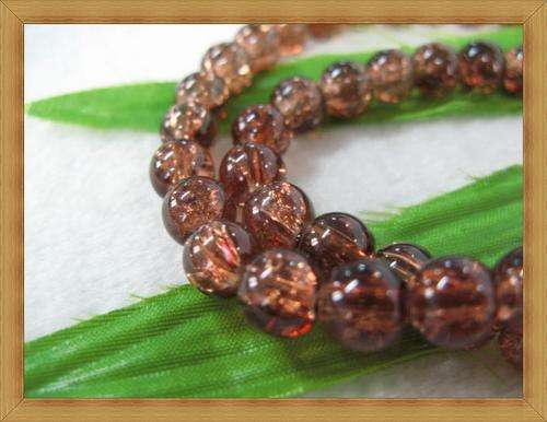 Crackle Glass Beads-BROWN(6mm)-Pack of 15