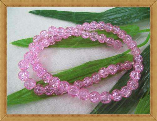 Pink Crackle Glass Beads(6mm)(Pack of 15)