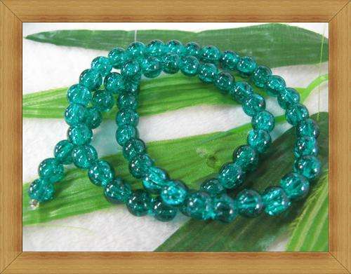 Crackle Glass Beads-CYAN(8mm)-Pack of 10