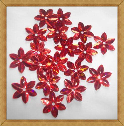 Laser Flower Pailettes - RED(12mm)-Pack of 50