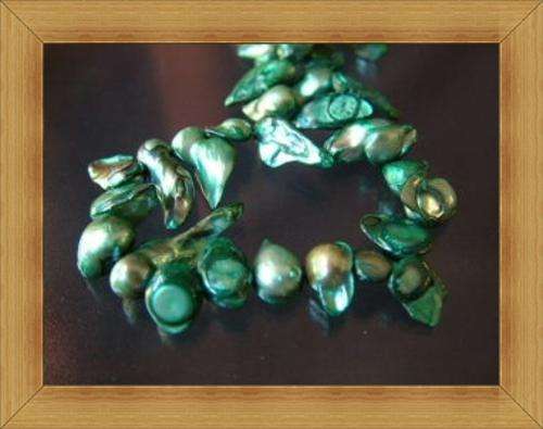 Dark Green Baroque Winged Freshwater Pearls(per strand of +/-55-60 pearls