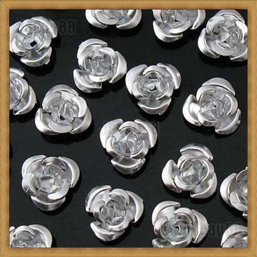 Metal Rose - SILVER (14mm)-Pack of 5
