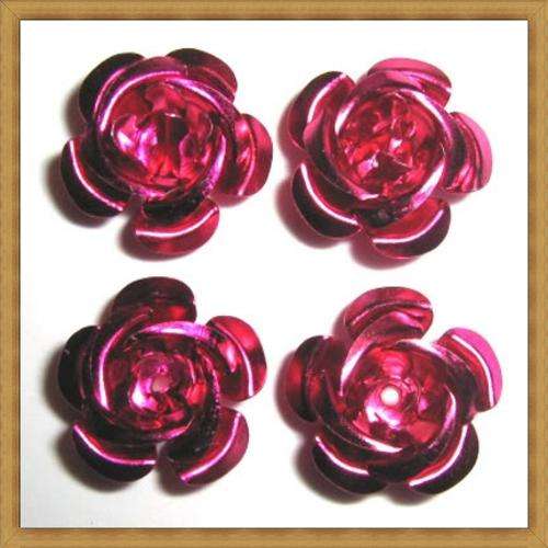 Metal Rose - CERISE (6mm)-Pack of 5