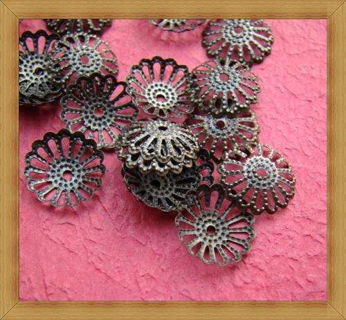 Bronze Filigree Beadcaps(8mm)- pack of 50