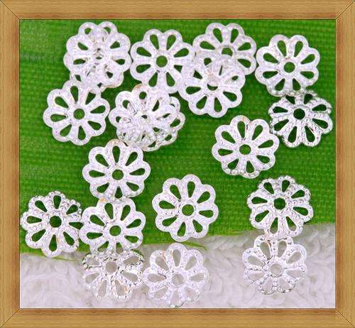 Silverplated Filigree Beadcaps(8mm)- pack of 50
