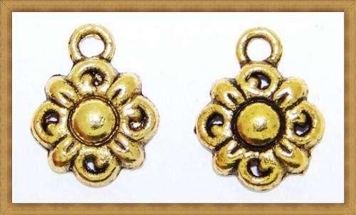 Antique Gold Flower Charm(14mm)
