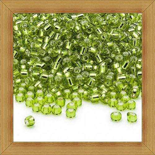 Silver-Lined Glass Seed Beads - LIME(8/0)- 30 grams