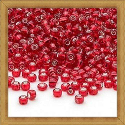 Silver-Lined Glass Seed Beads - RUBY RED(8/0)- 30 grams