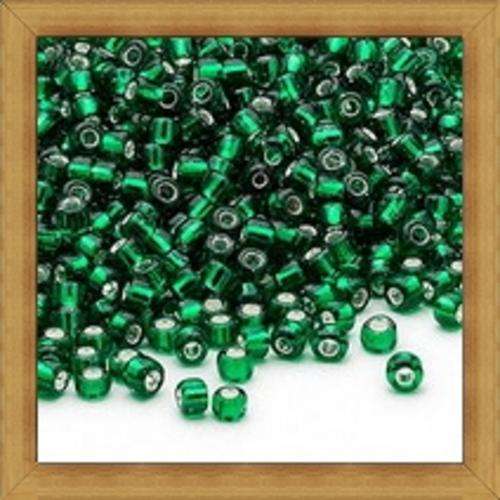 Silver-Lined Glass Seed Beads - EMERALD GREEN(8/0)- 30 grams