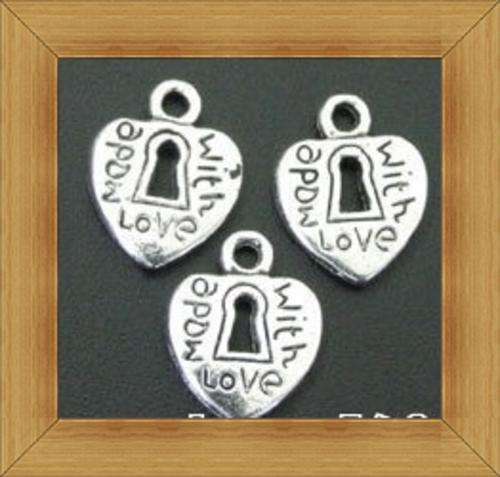 Nickle "Made with Love"Heart Charms