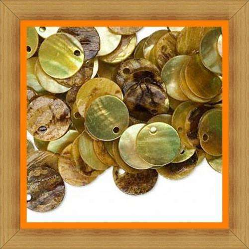 Mussel Shell Discs-Yellow(15mm) - Pack of 5