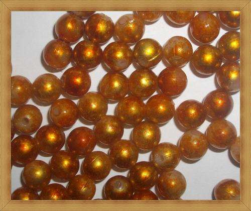 Splashed Marble Acrylic Beads - Orange&Gold(8mm)-Pack of 25