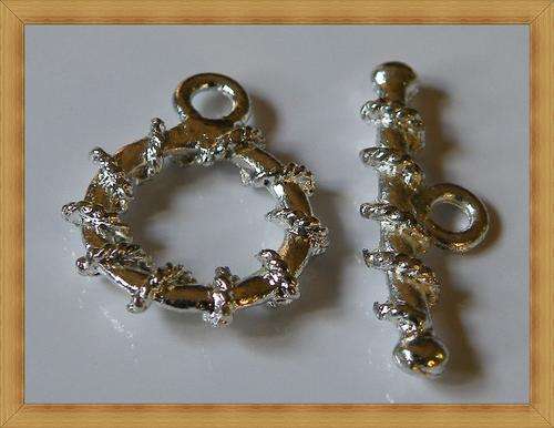 Silvertone Twisted Rope Patterned Toggle Clasp(18mm)