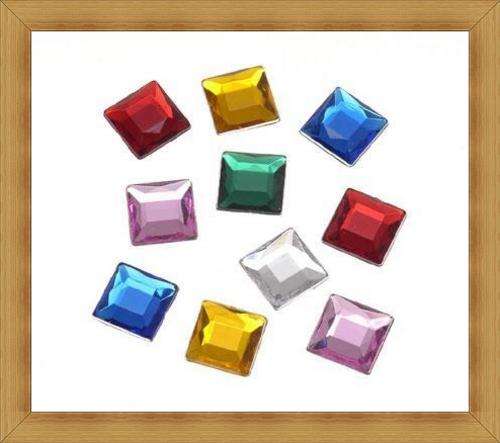 Square Flatback Rhinestones - Assorted Colours(8mmx8mm) - Pack of 10
