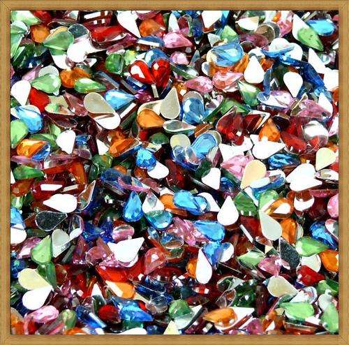 Teardrop Flatback Rhinestones - Assorted Colours(5mmx3mm) - Pack of 50