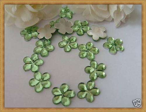 Flower Rhinestones - Green(11mm)-Pack of 20