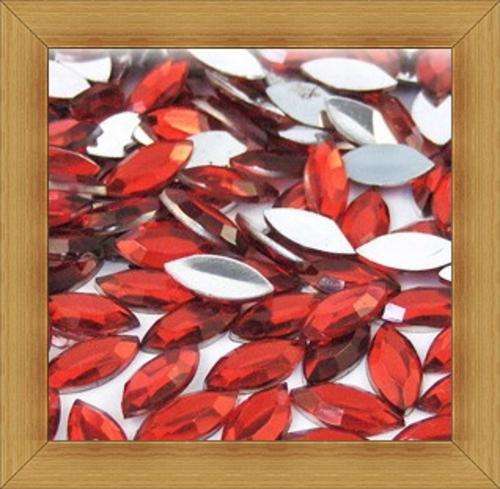 Marquise Flatback Facetted Rhinestones -RED(8mmx4mm) - Pack of 25
