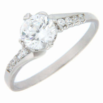 Solid 925 Sterling Silver  & CZ ring size 7# + 1.82g