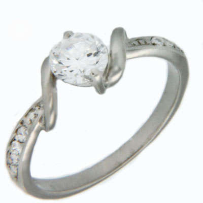 Solid 925 Sterling Silver & CZ ring size 6# + 2.17g