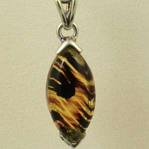 Original KAM jewelry: 925 Sterling Silver pendant with natural Amber