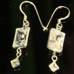925 sterling silver dangling earrings with diamante