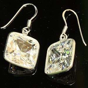 925 sterling silver dangling earrings with diamante