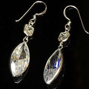 925 sterling silver dangling earrings with diamante