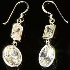 925 sterling silver dangling earrings with diamante