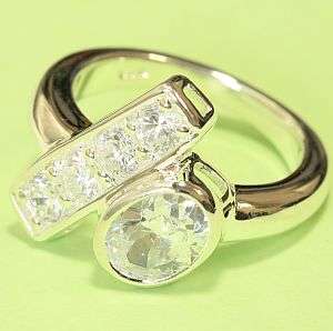 925 sterling silver ring with lab diamonds: ring size 8
