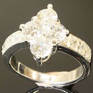 925 sterling silver ring with lab diamonds: size 8.5