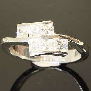 925 sterling silver ring with lab diamonds: size 8