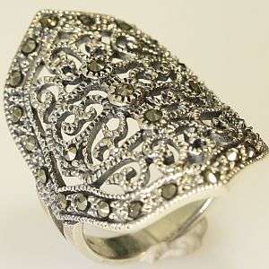 925 sterling silver ring with natural Pyrite gemstones: size 7