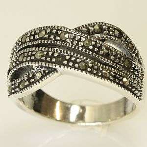 925 sterling silver ring with natural Pyrite gemstones: size 7