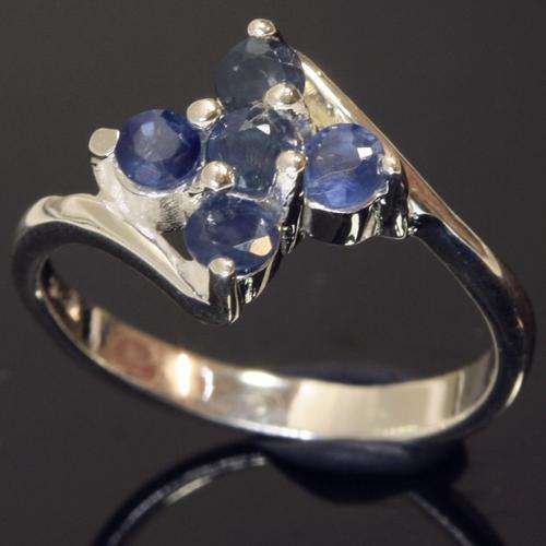 925 Sterling silver ring, with natural sapphires: size 7