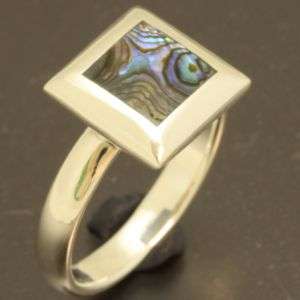 Solid 925 Sterling silver with natural Mother Of Pearl ring, size 7