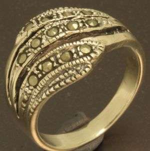 Solid 925 Sterling silver ring with natrual pyrite, size 7