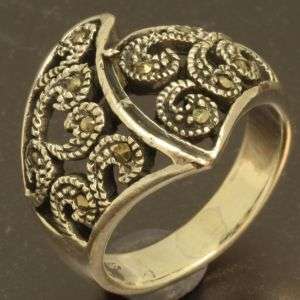 Solid 925 Sterling silver ring with natrual pyrite, size 9