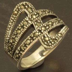 Solid 925 Sterling silver ring with natrual pyrite, size 7