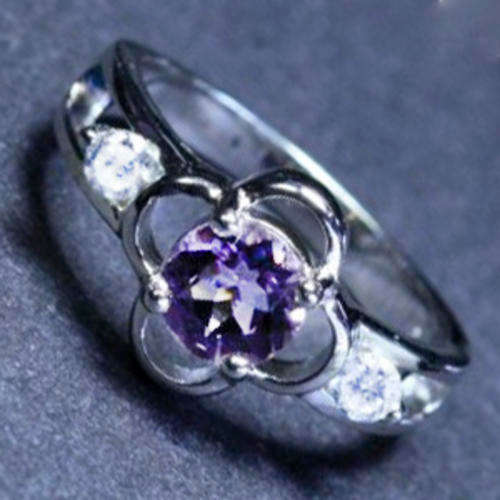 Solid 925 Sterling Silver & Amethyst + Topaz ring size 7# + 2.92g