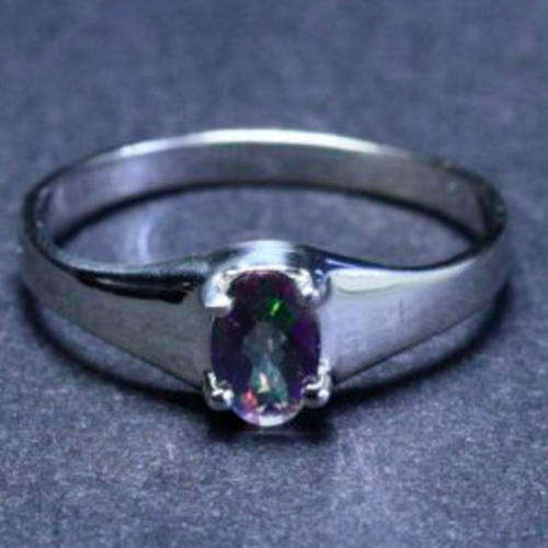 Solid 925 Sterling Silver + Mystic Topaz ring size 8# + 1.48g