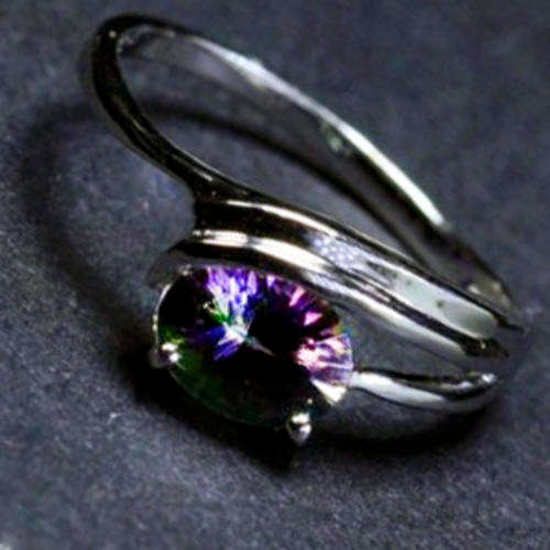 Solid 925 Sterling Silver & Natural Topaz ring size  7# + 2.29g