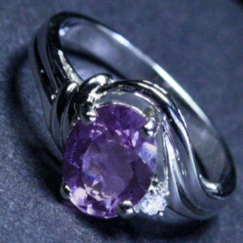 Solid 925 Sterling Silver & Amethyst + Topaz ring size 7# + 2.72g