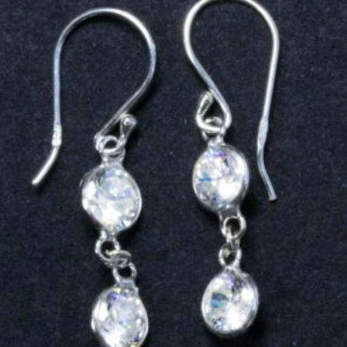 Solid 925 Sterling Silver & Crystal earrings 28mm + 1.16g