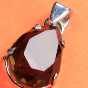 Solid 925 Sterling Silver & Smokey Quartz pendant 30mm + 4.87g