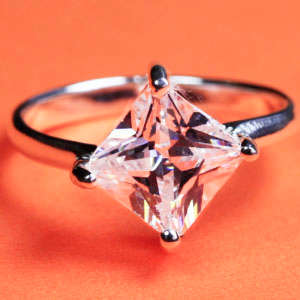 Solid 925 Sterling Silver & CZ ring size 6# + 2.95g