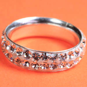 Solid 925 Sterling Silver & Crystal ring size 7# + 1.76g