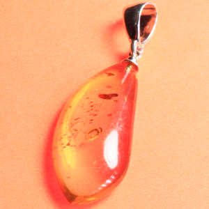 Solid 925 Sterling Silver & Amber pendant 45mm + 2.04g