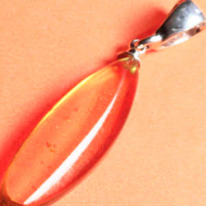 Solid 925 Sterling Silver & Amber pendant 43mm + 1.63g