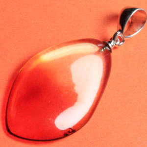 Solid 925 Sterling Silver & Amber pendant 48mm + 2.03g